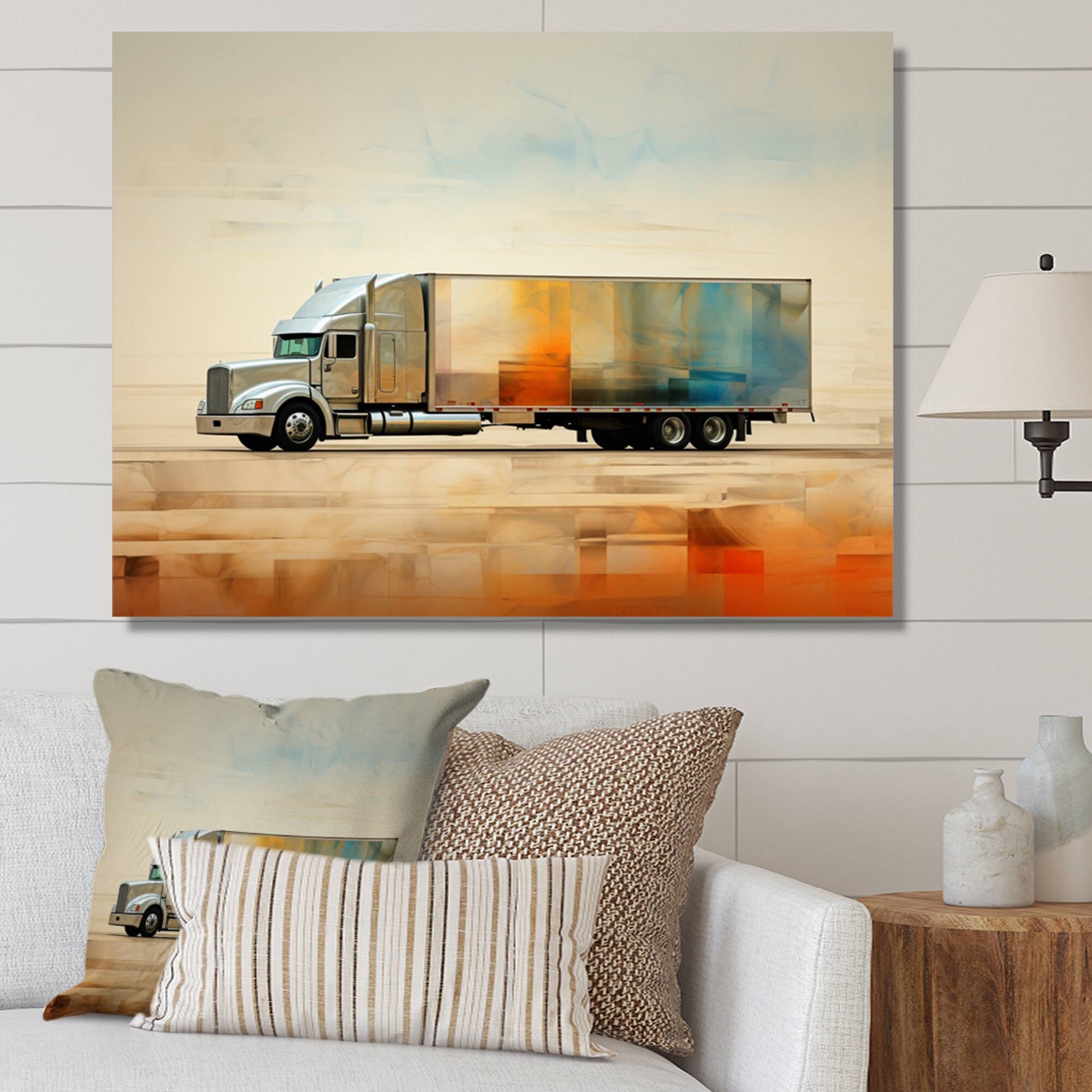 Designart "Truck 53Ft Sublime Landscapes III" Transportation Canvas